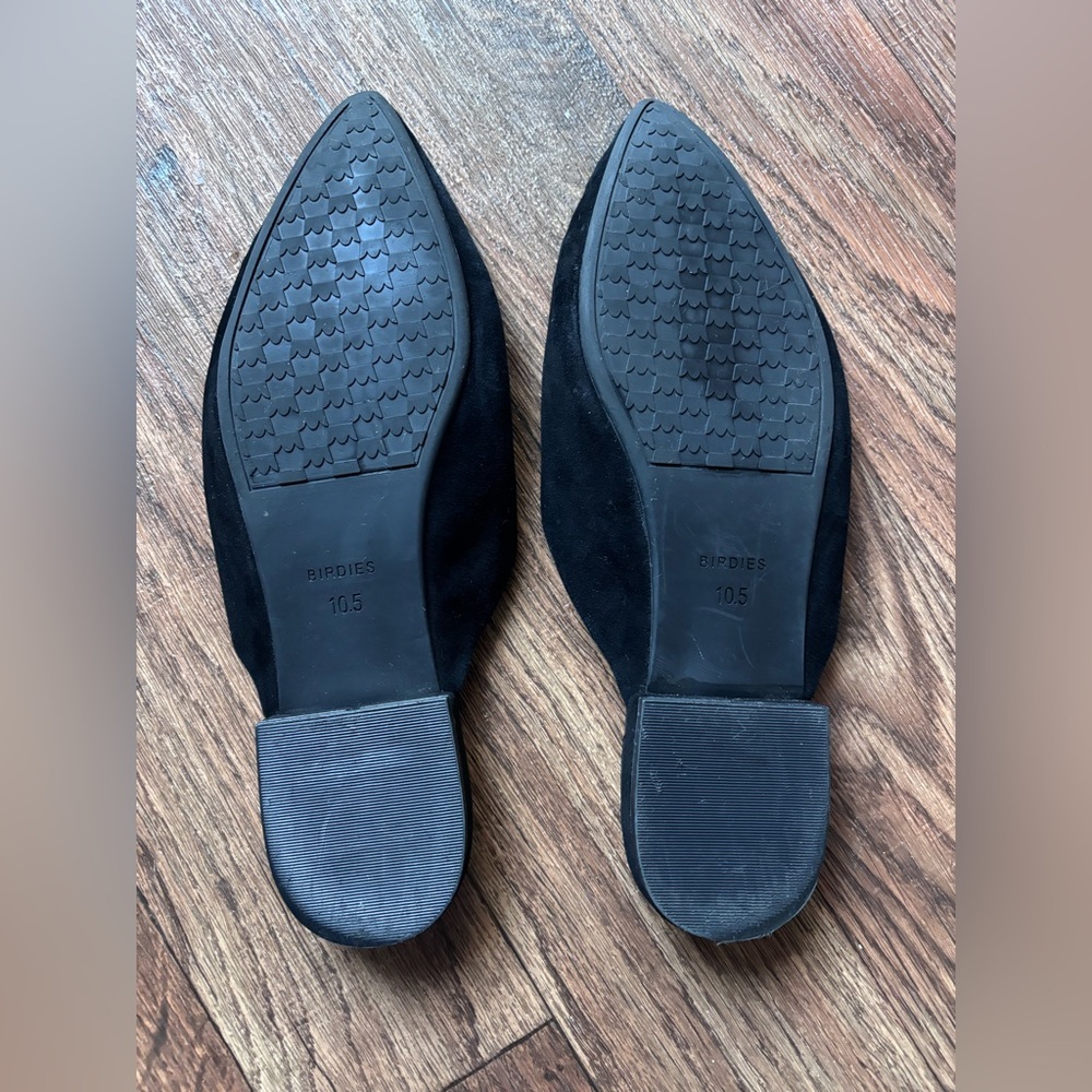 Birdies The Swan Black Suede Pointed Toe Mules Flats - Size 10.5 - Picture 5 of 11